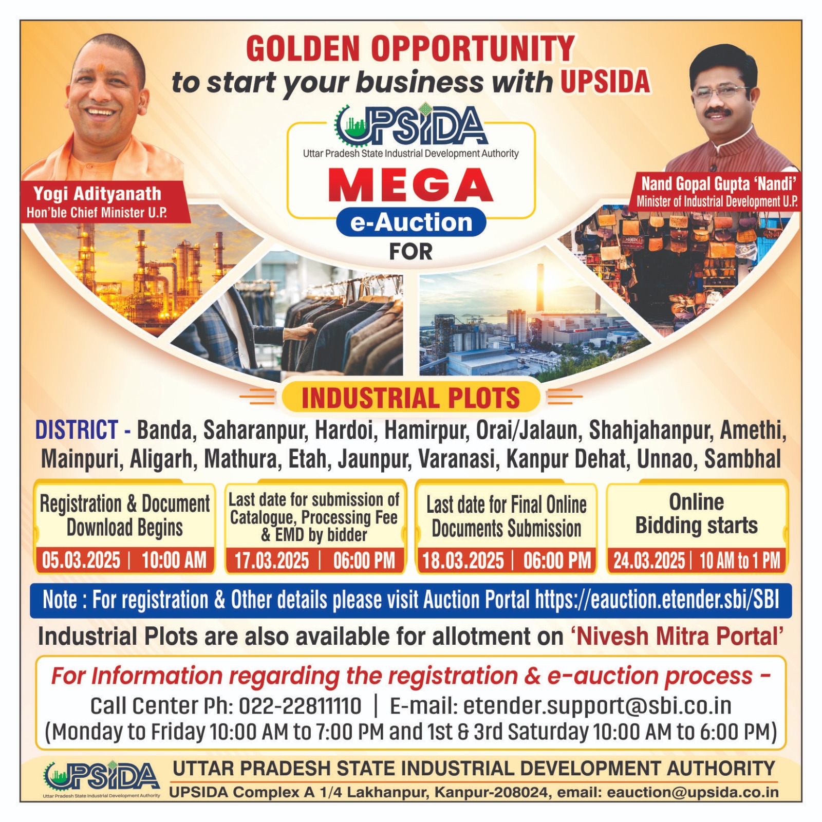 UPSIDA Industrial Plots Registration 2025