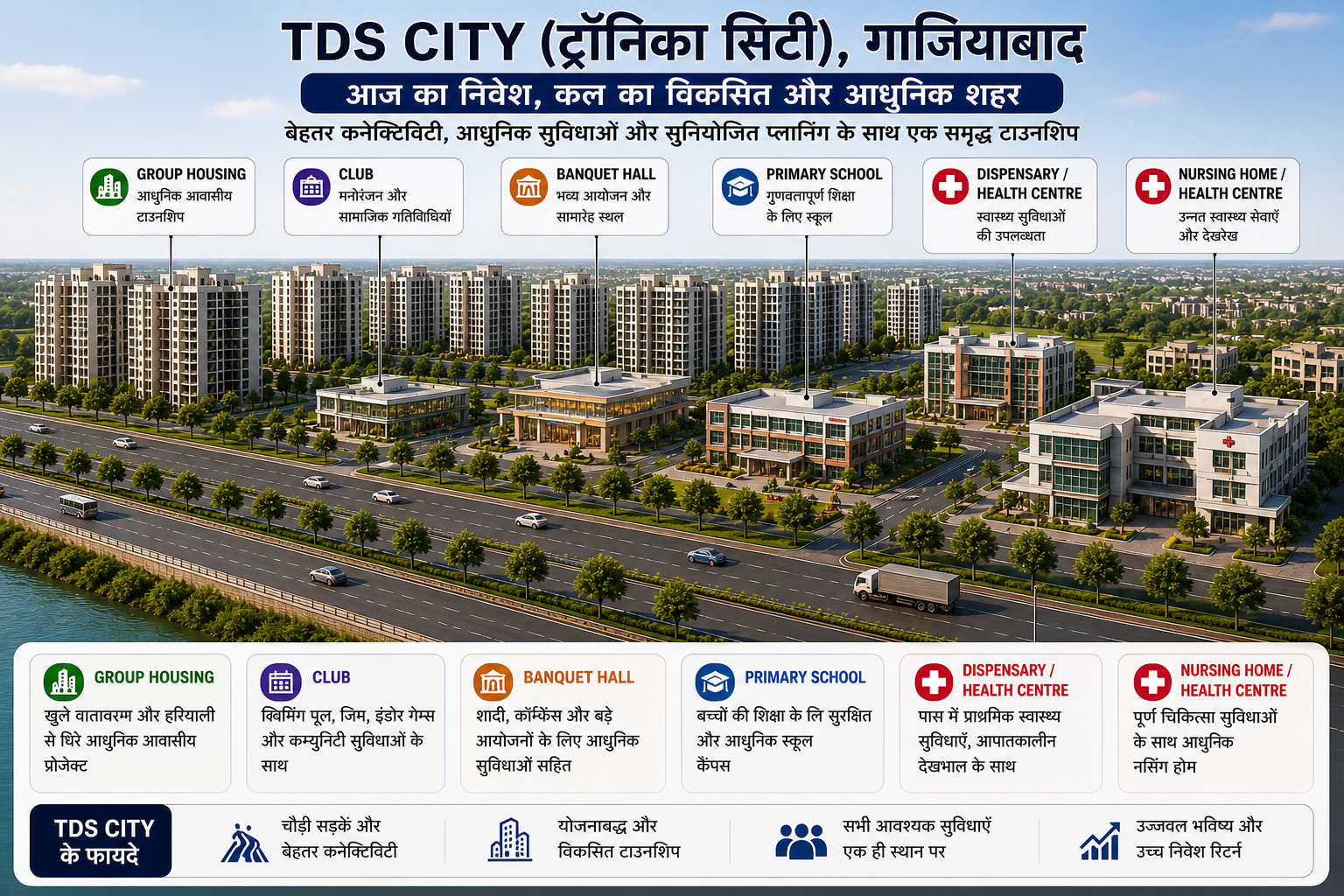 TDS City Ghaziabad future development with group housing, school, hospital and commercial plots by UPSIDA 2026